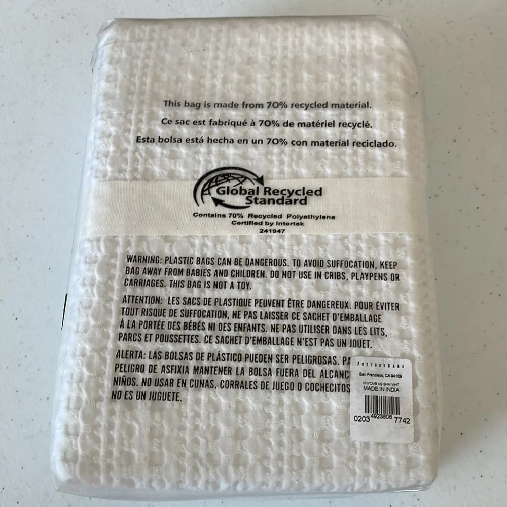 Pottery Barn Honeycomb Cotton King Sham in White